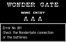 WonderGate: Error No. 001, in English