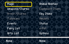 The main menu, in English
